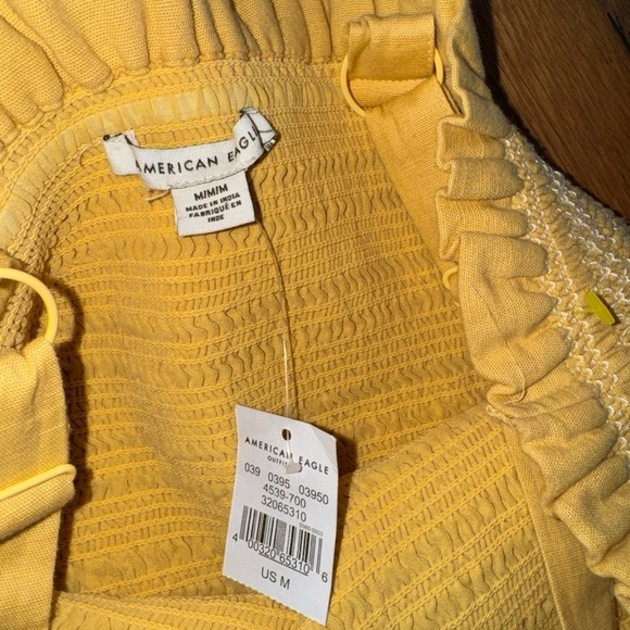 American Eagle Outfitters Smocked Bodycon Mini Dress Yellow Size Medium NWT - Picture 4 of 4